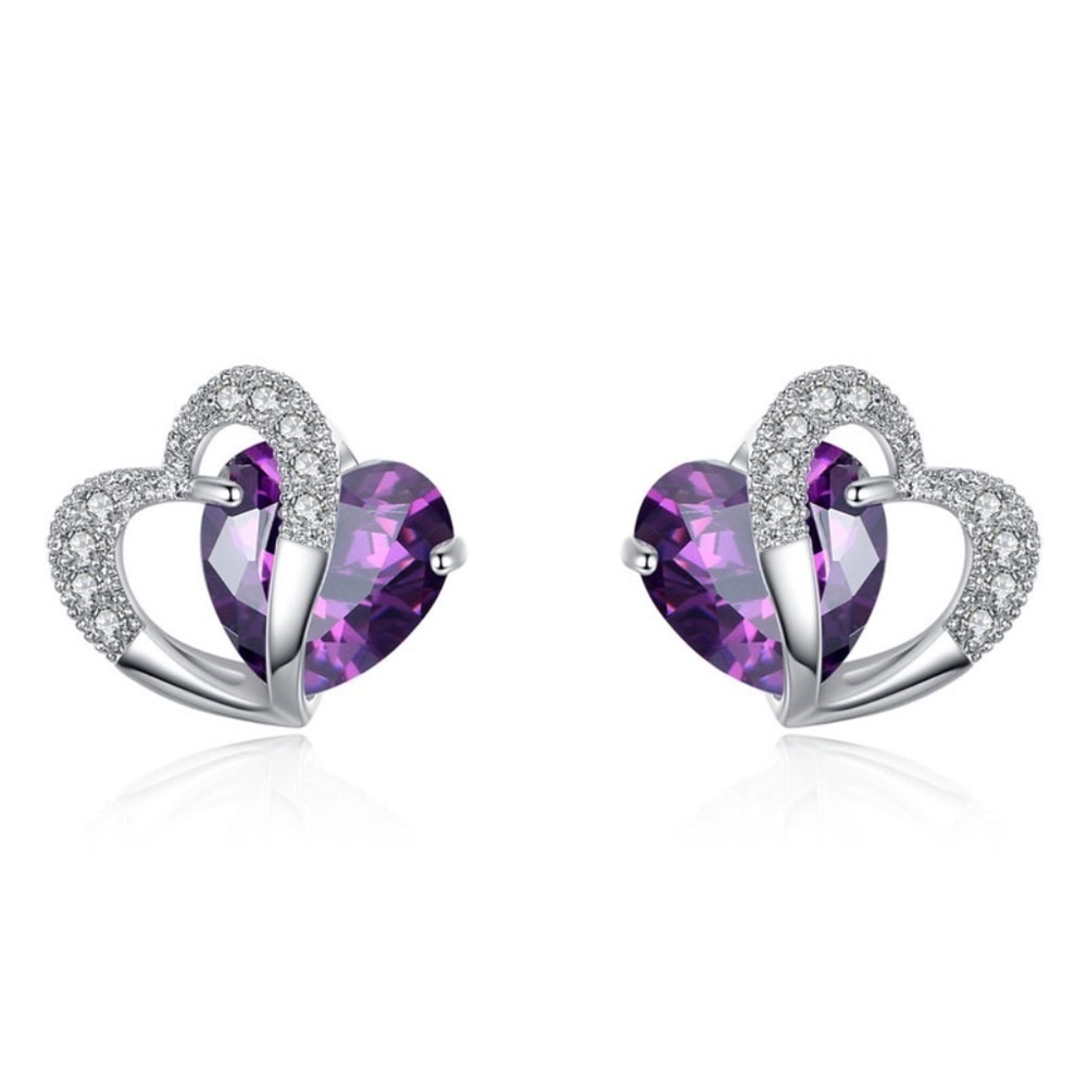 *ALLYN* Silver x Purple Fashion Stud Earrings